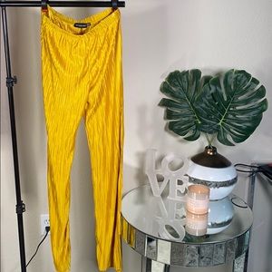 Yellow open leg trousers by PrettyLittleThing